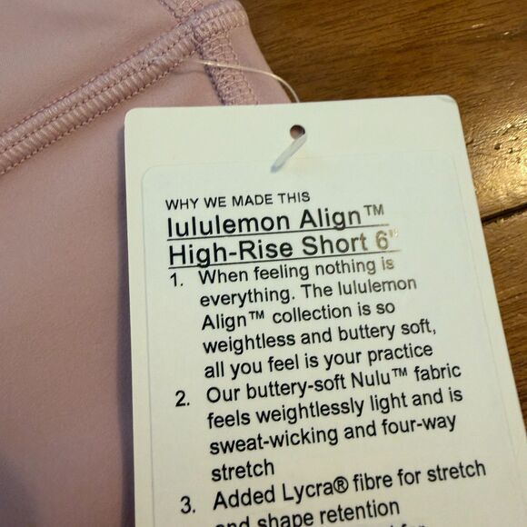 BNWT Women Lululemon Align High-Rise Short 6" Pink Haze Size 8 - Picture 7 of 9